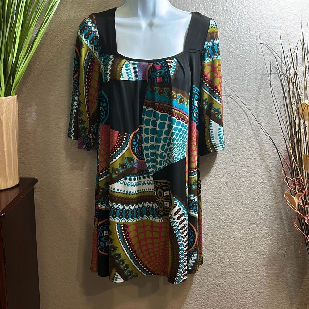 #88 Sushiflower 1970s color print knit mini dress size XS￼